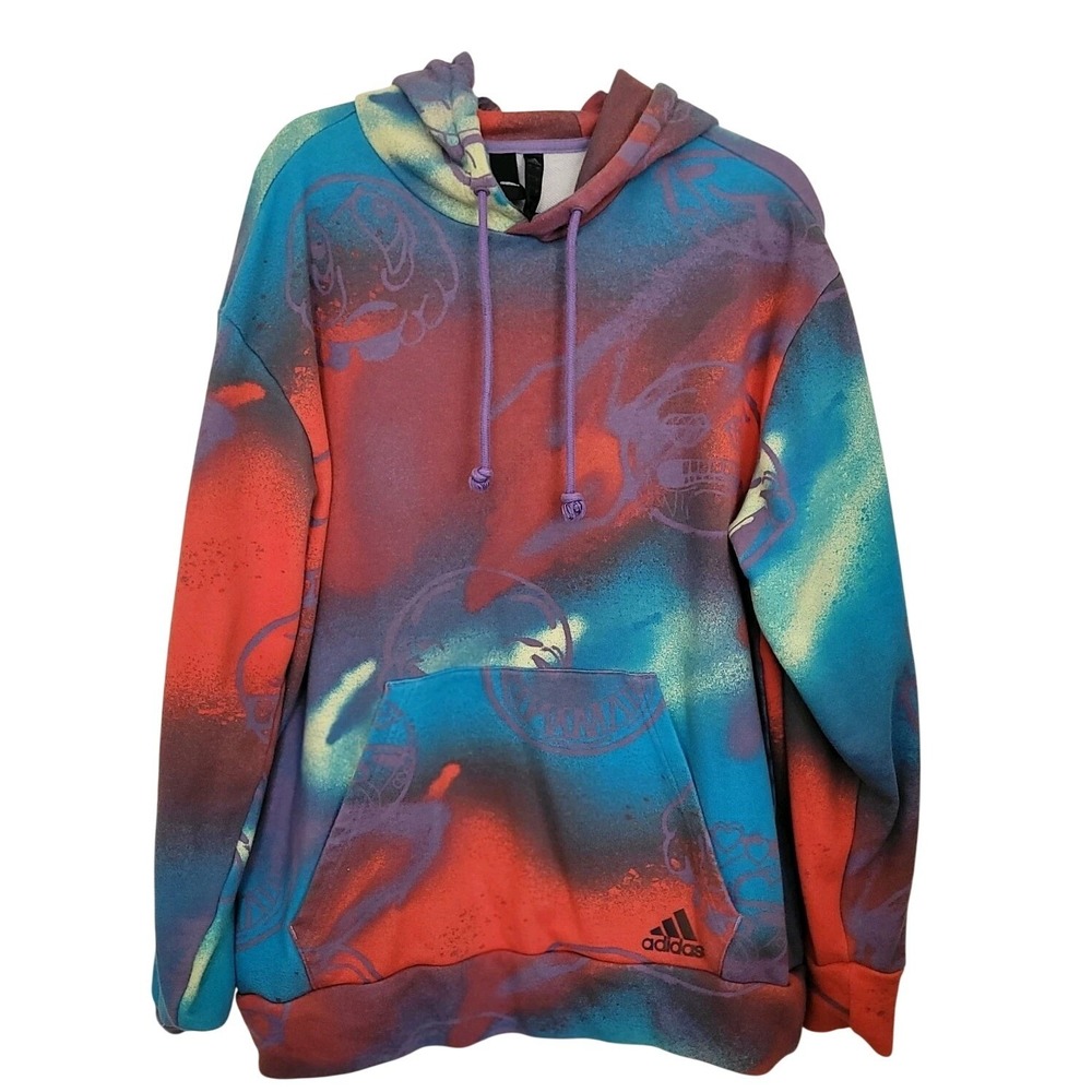 adidas "Big Mood" Fleece Pullover Men's Hoodie L Graphic Print Logo Drawstring